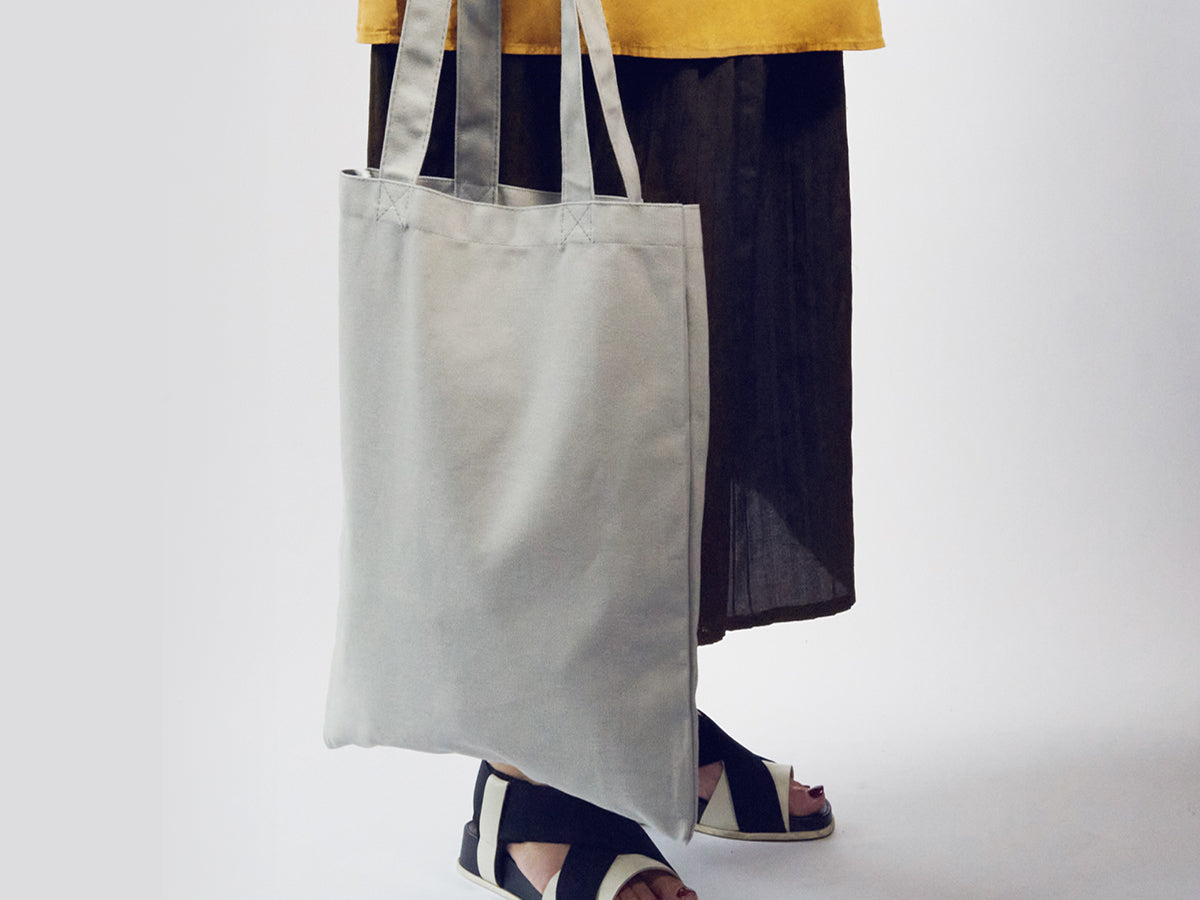 Blank grey cotton canvas tote bag