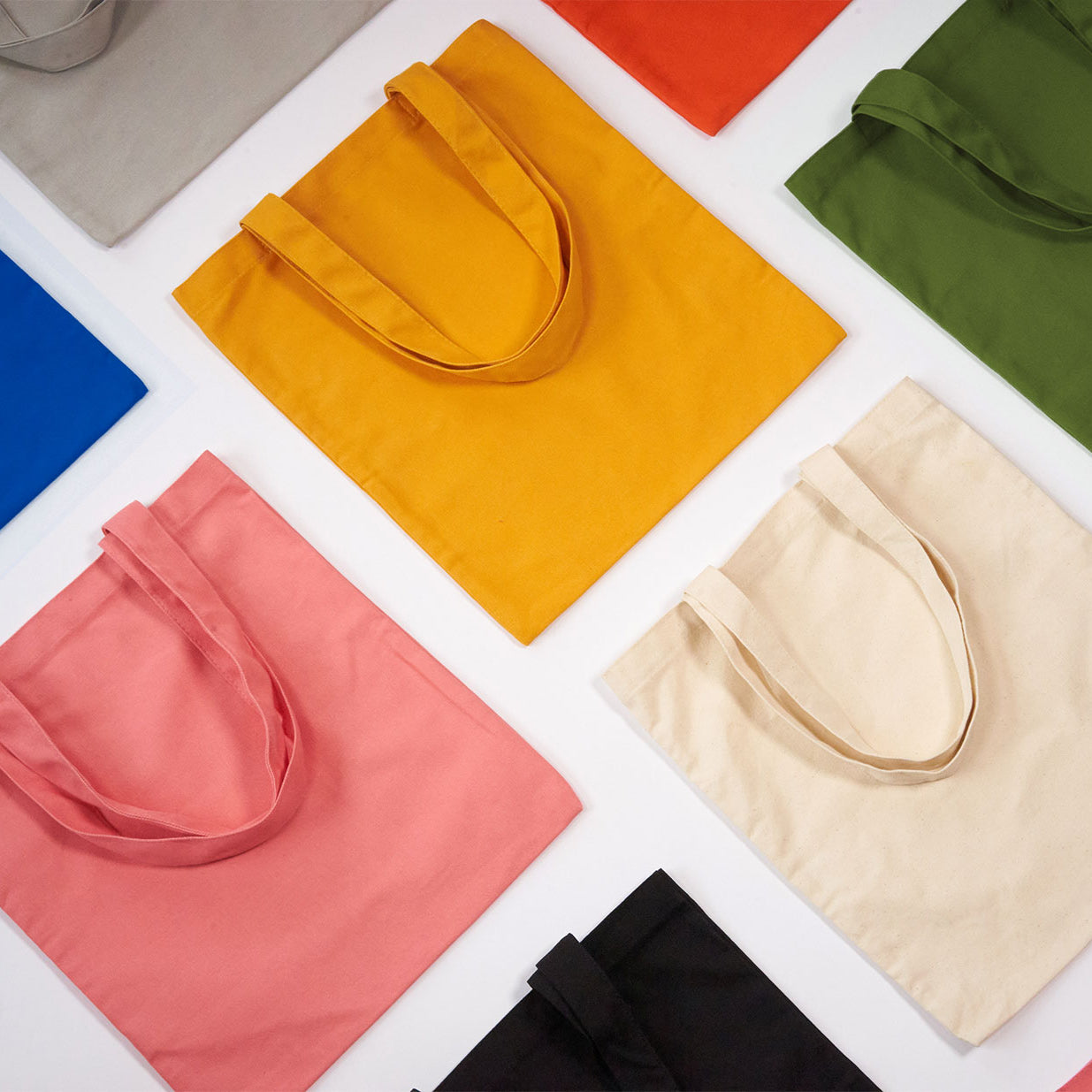 Coloured blank cotton canvas tote bags