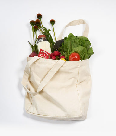 Organic natural cotton canvas tote bag with gusset